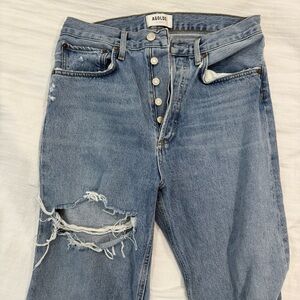 AGOLDE Women's Blue Distressed 90s Jeans